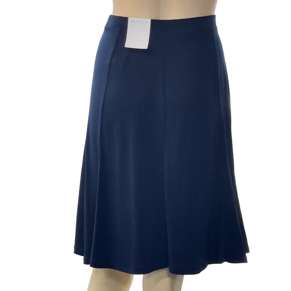 LIZ CLAIBORNE Women's Darkest Sky Blue A-Line Skirt Size Polyester Stretch L - Picture 2 of 12
